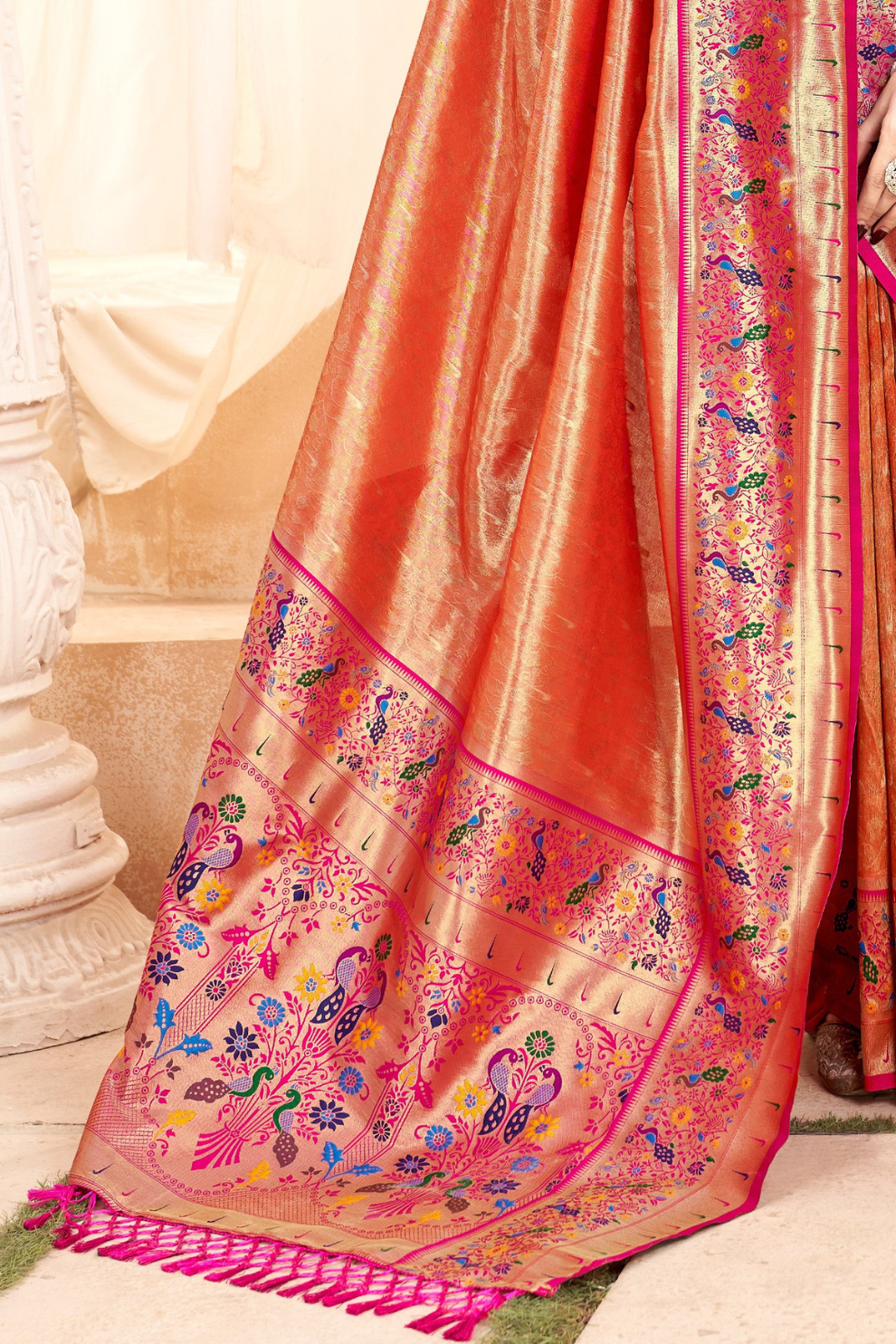 Heritage Paithani Tissue Silk with Traditional Zari Weaving - LaVante Fashion