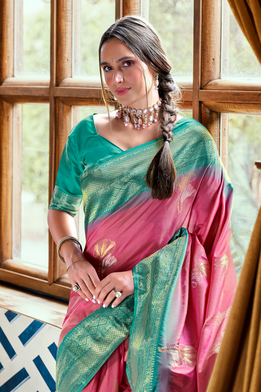 Pure Weaving Silk with Zari Woven Butta & Contrast - LaVante Fashion