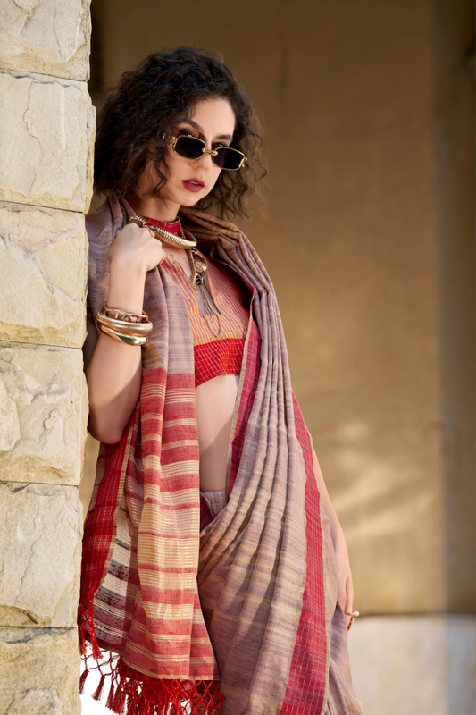 100% Pure Handloom Katan Silk Saree with Traditional Weaving - LaVante Fashion