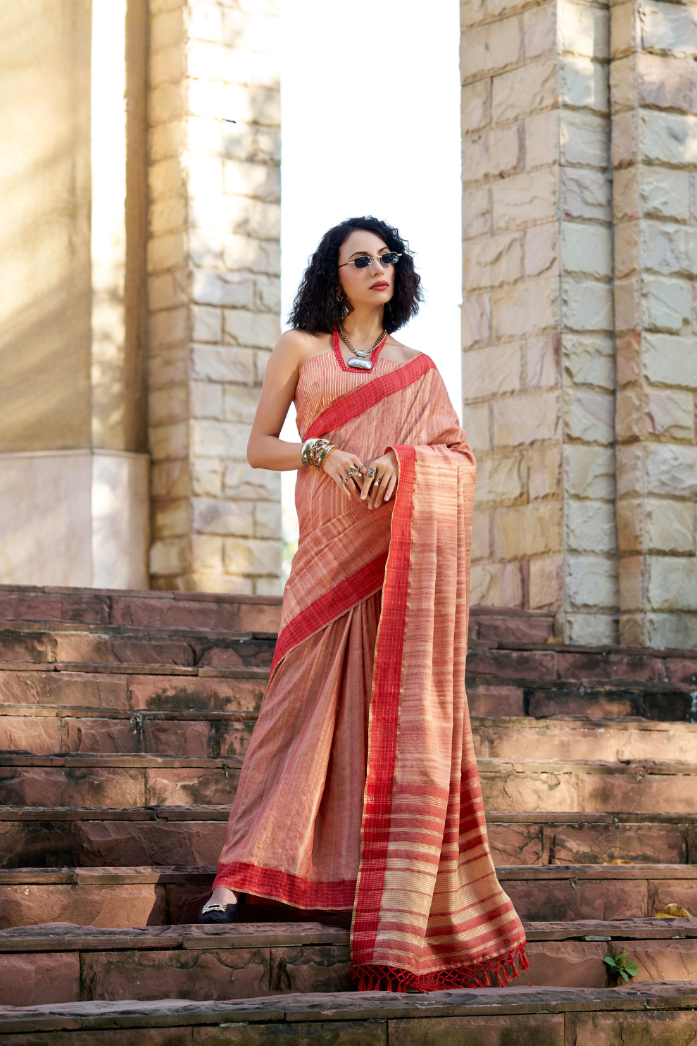 100% Pure Handloom Katan Silk Saree with Traditional Weaving - LaVante Fashion