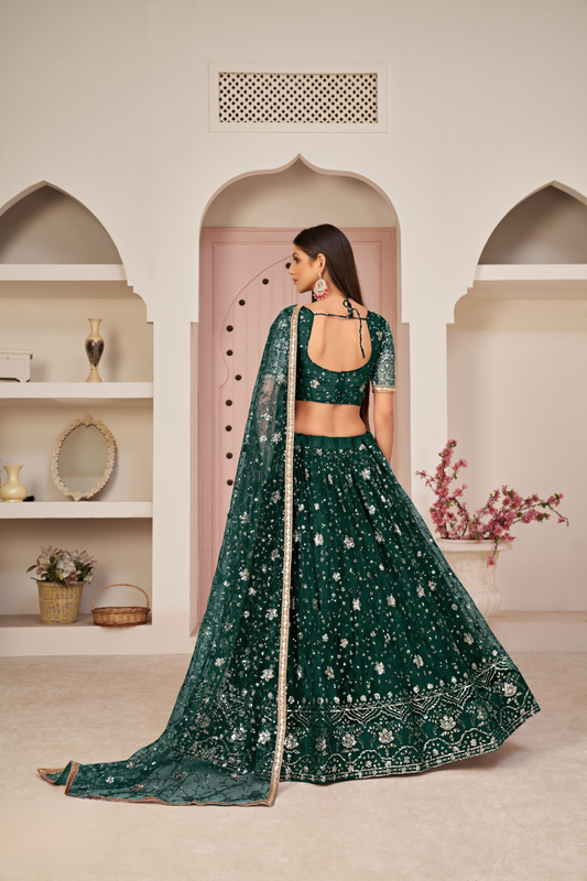 Elegant Embroidered Net Lehenga Set for Festive Occasions