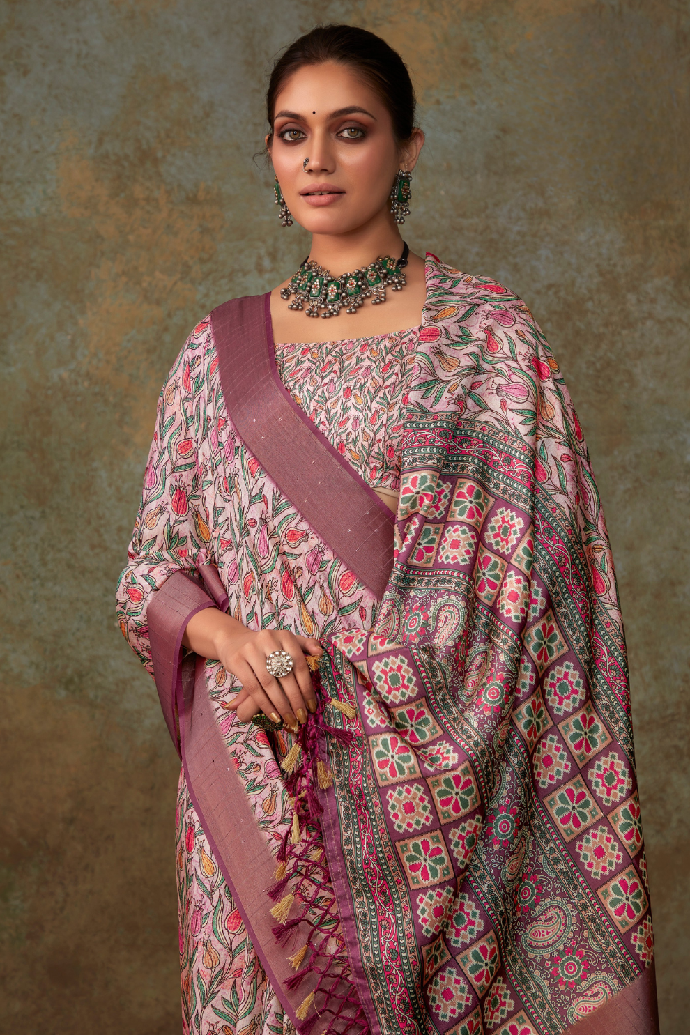 Handloom Fabric with Sequin Weaving & Digital Print - LaVante Fashion