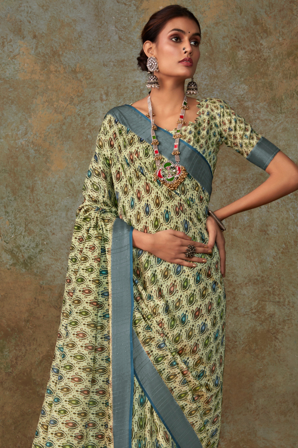 Handloom Fabric with Sequin Weaving & Digital Print - LaVante Fashion