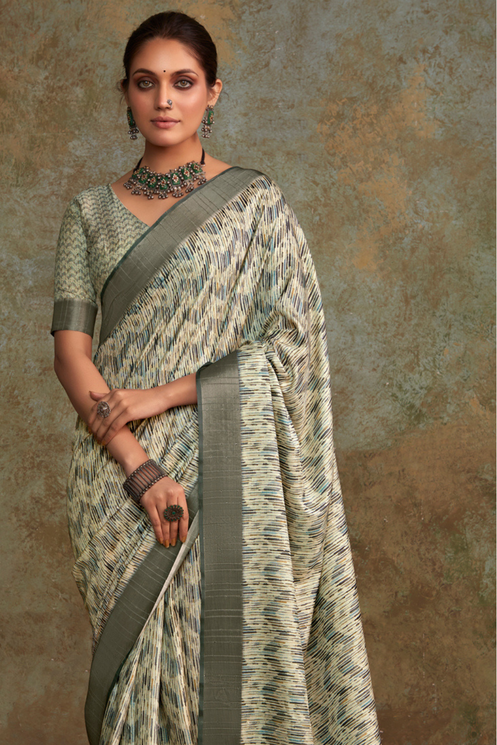 Handloom Fabric with Sequin Weaving & Digital Print - LaVante Fashion
