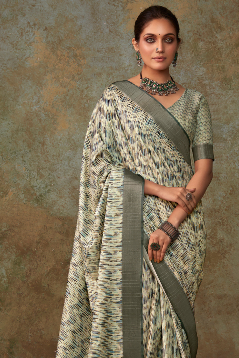 Handloom Fabric with Sequin Weaving & Digital Print - LaVante Fashion
