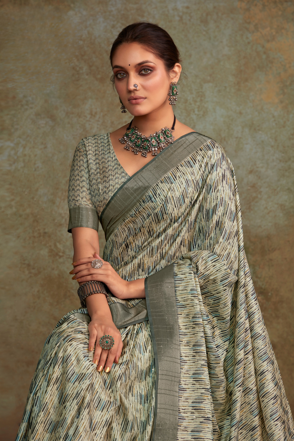 Handloom Fabric with Sequin Weaving & Digital Print - LaVante Fashion