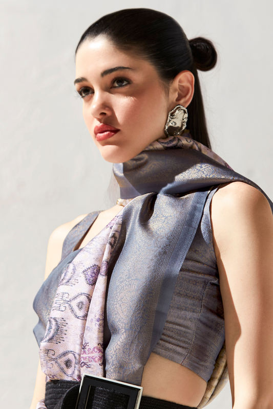 Designer Digital Printed Banarasi Slik Saree in Elegant Aqua Blue