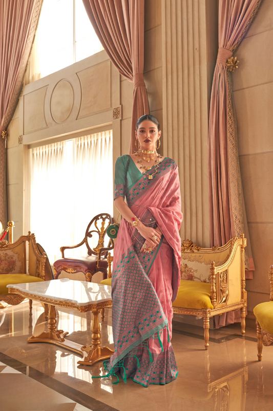 Ethnic Motifs Woven Design Zari Silk Blend Banarasi Saree