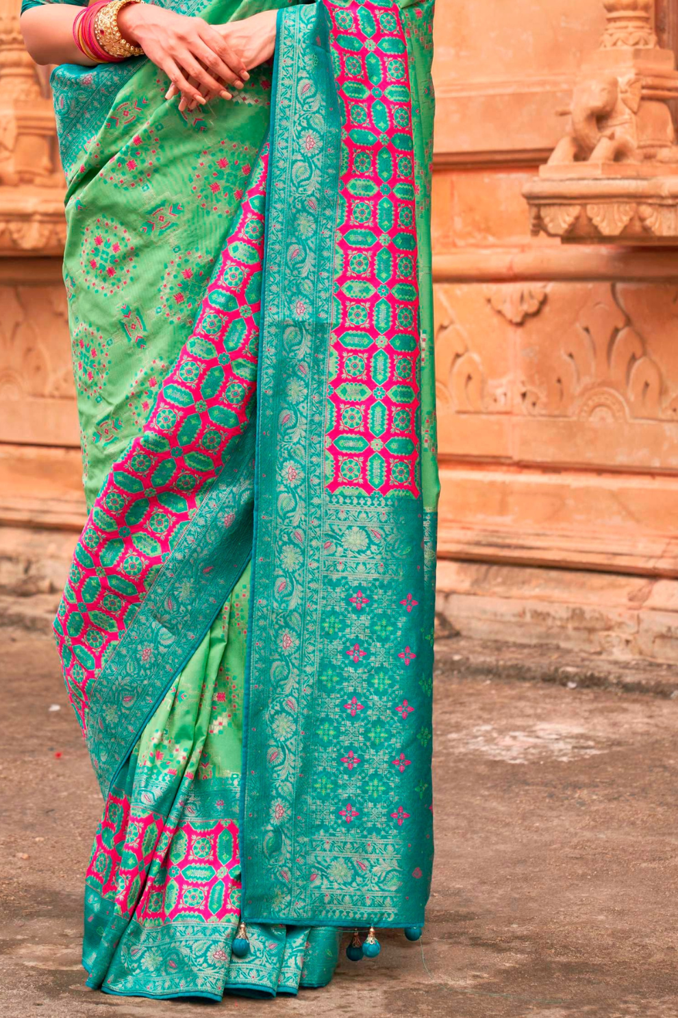 Banarasi P.V. Silk Saree with Elegant Patola Weaving Design - LaVante Fashion