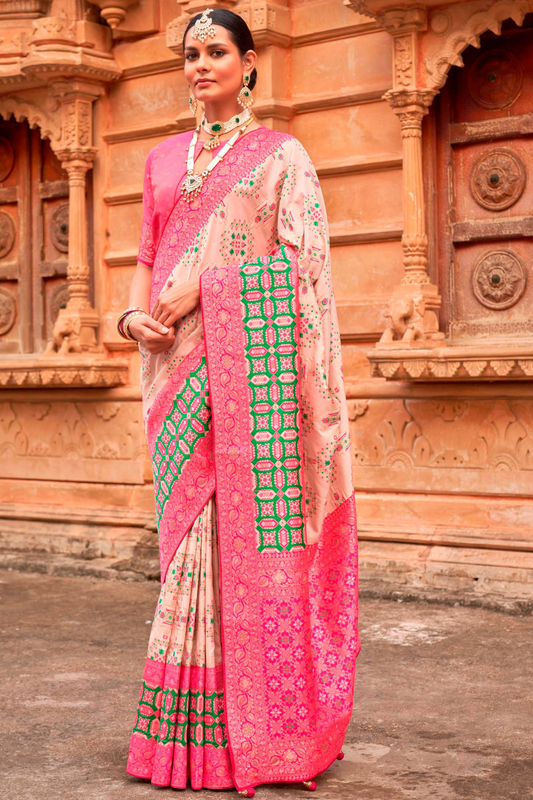 Banarasi P.V. Silk Saree with Elegant Patola Weaving Design - LaVante Fashion