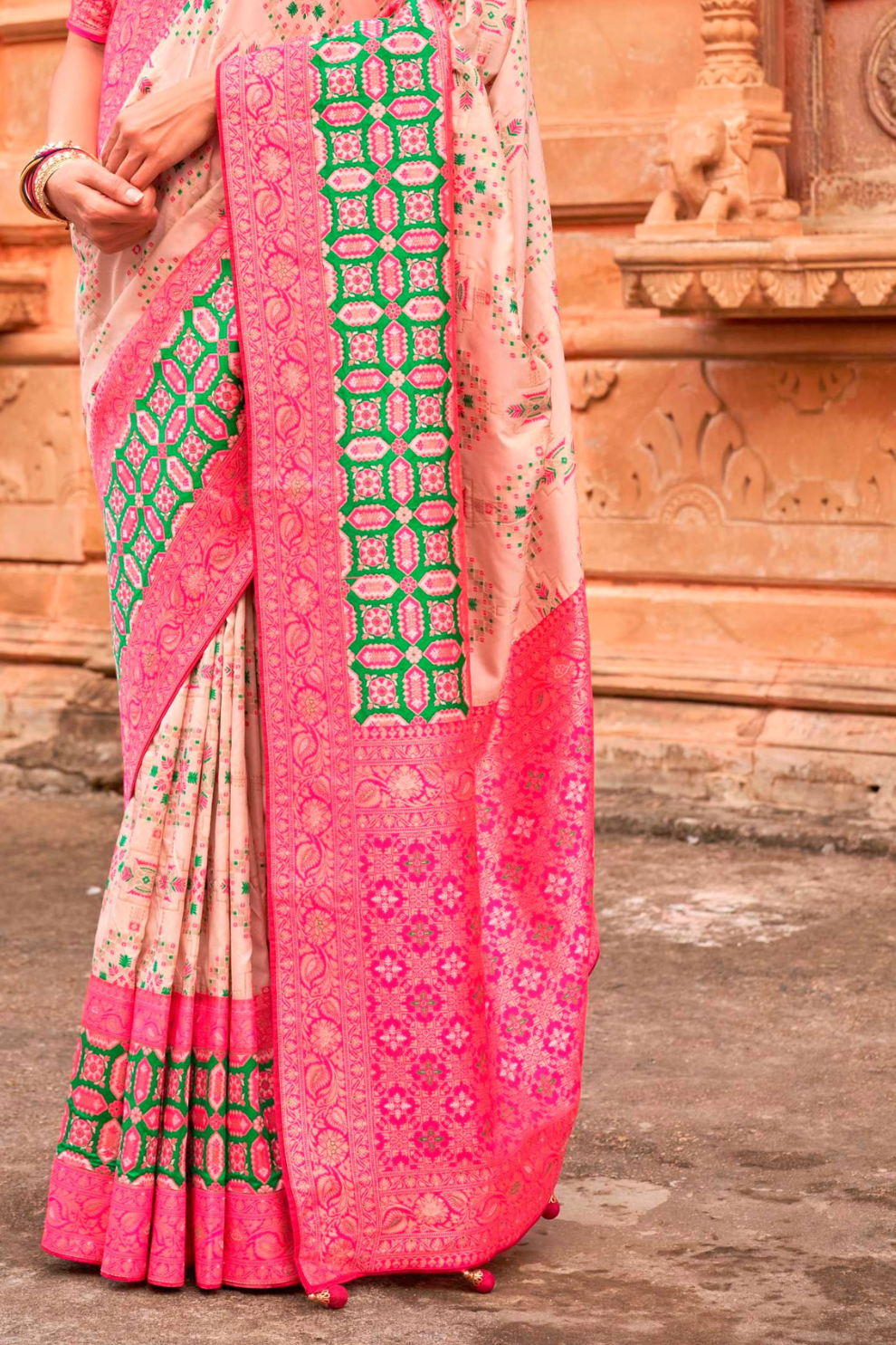 Banarasi P.V. Silk Saree with Elegant Patola Weaving Design - LaVante Fashion