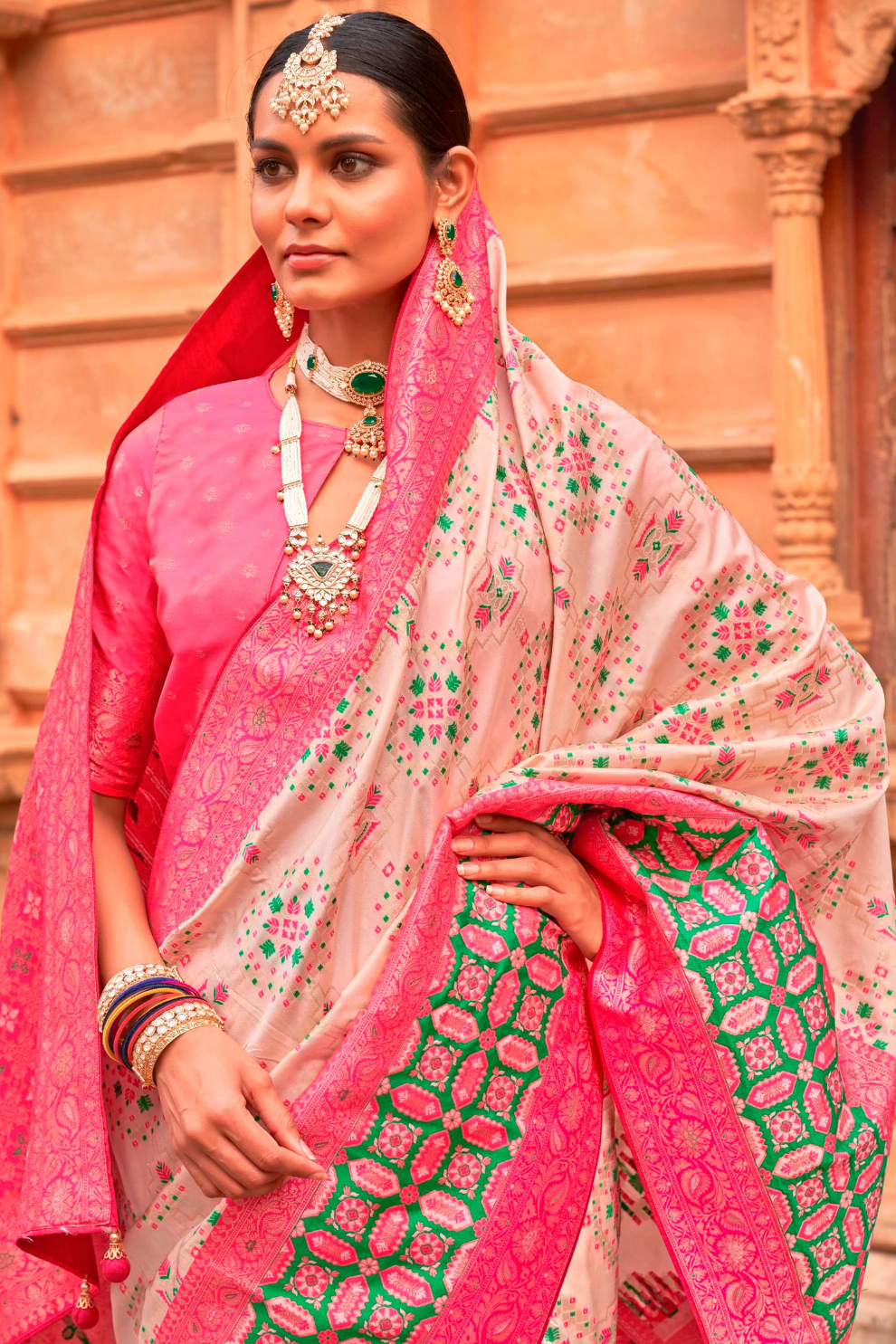 Banarasi P.V. Silk Saree with Elegant Patola Weaving Design - LaVante Fashion