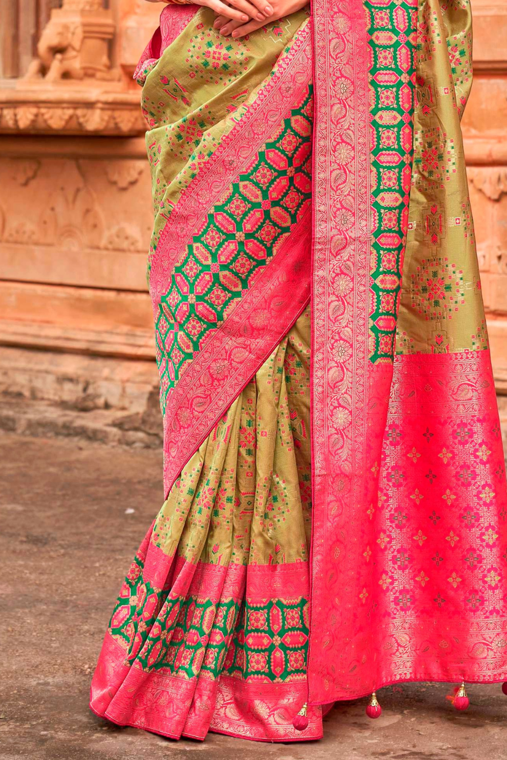 Banarasi P.V. Silk Saree with Elegant Patola Weaving Design - LaVante Fashion