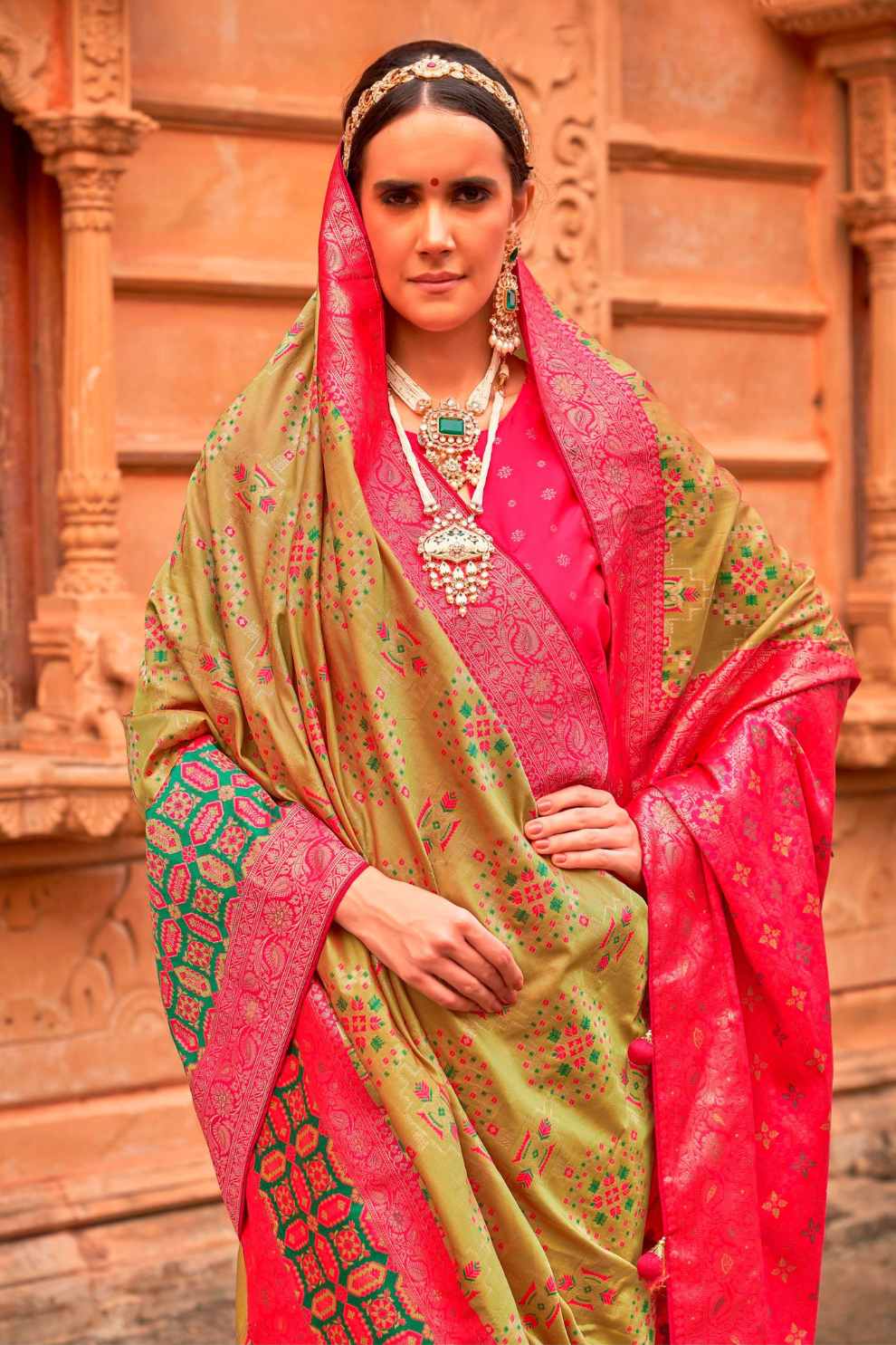 Banarasi P.V. Silk Saree with Elegant Patola Weaving Design - LaVante Fashion