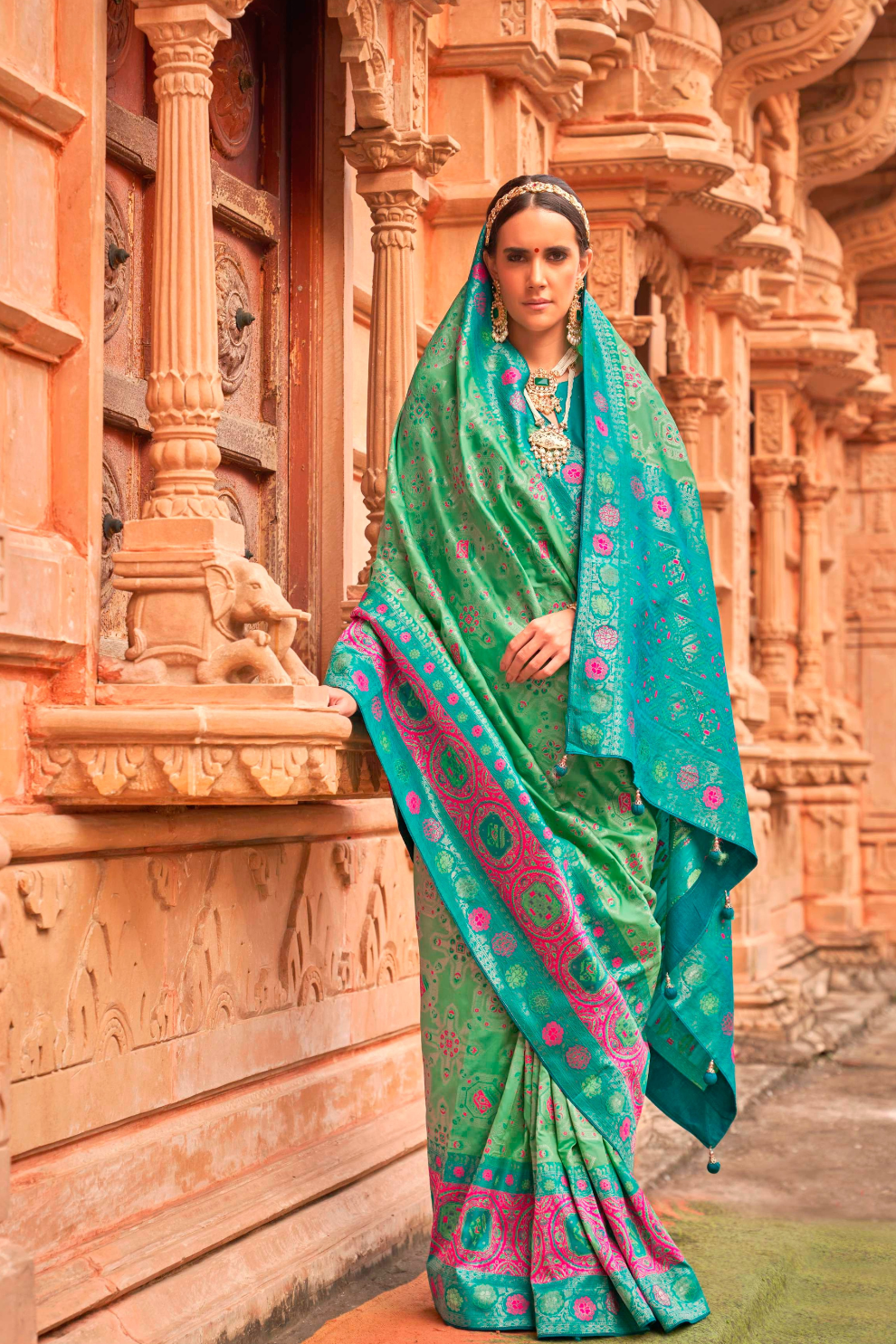 Banarasi P.V. Silk Saree with Elegant Patola Weaving Design - LaVante Fashion