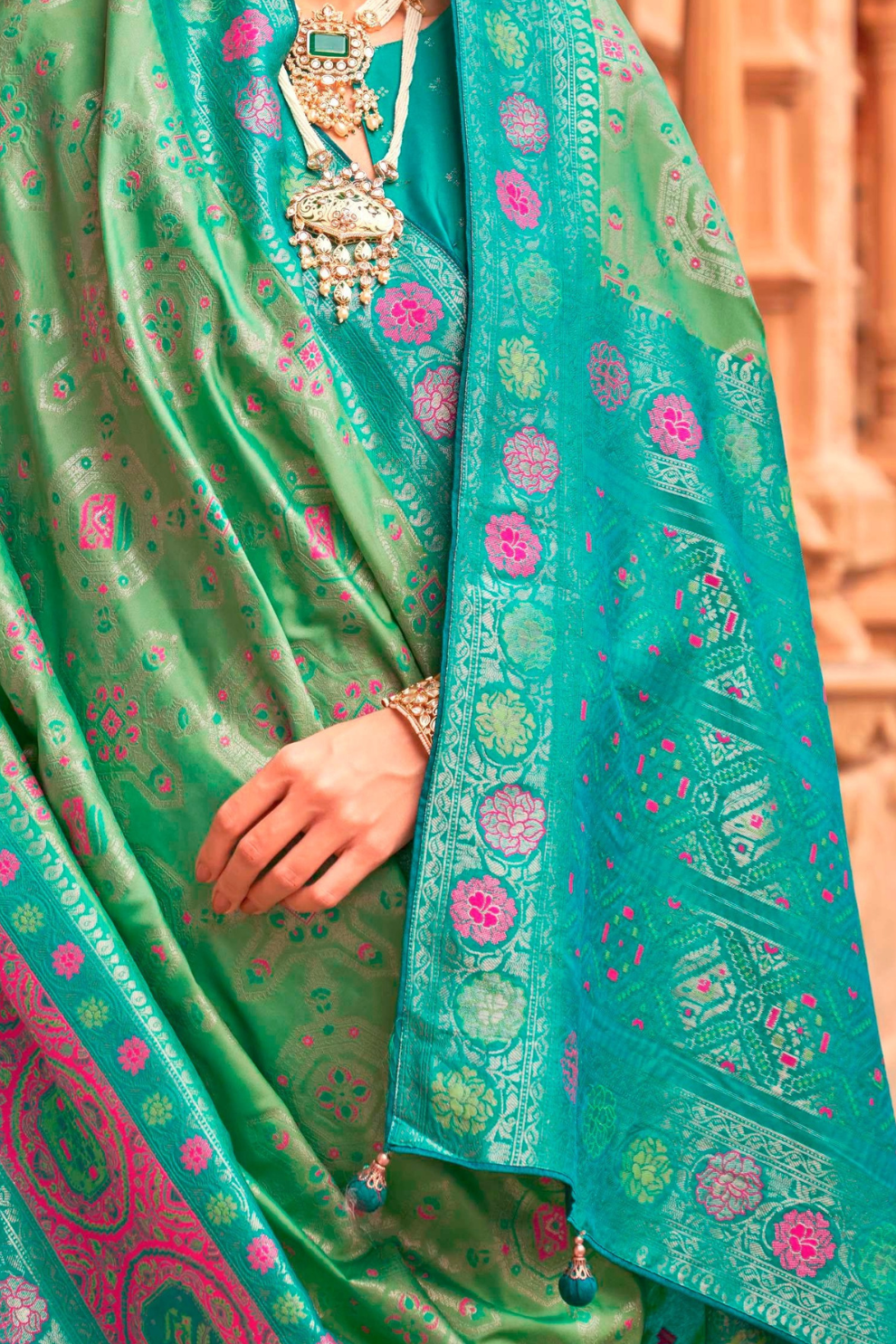 Banarasi P.V. Silk Saree with Elegant Patola Weaving Design - LaVante Fashion