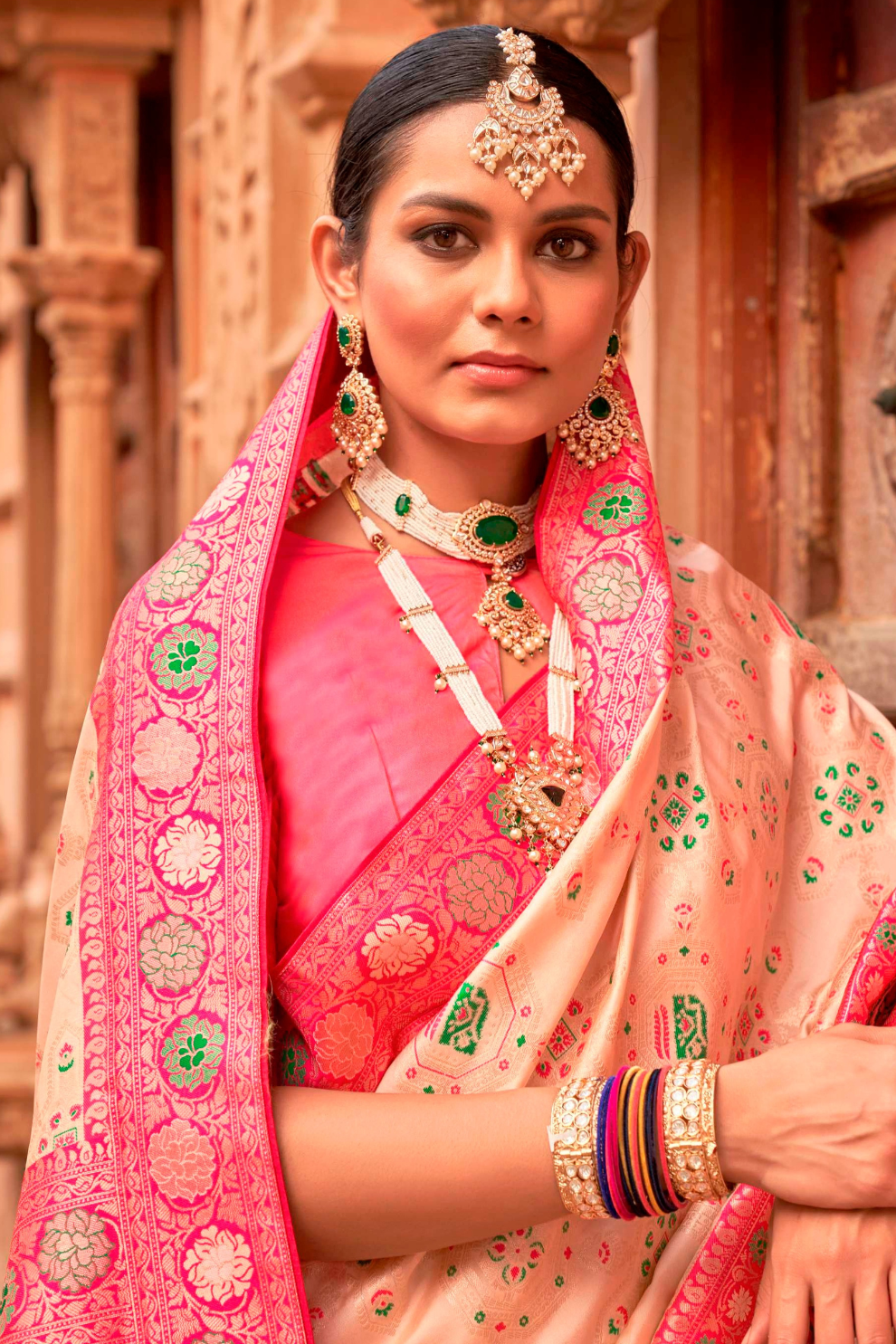 Banarasi P.V. Silk Saree with Elegant Patola Weaving Design - LaVante Fashion