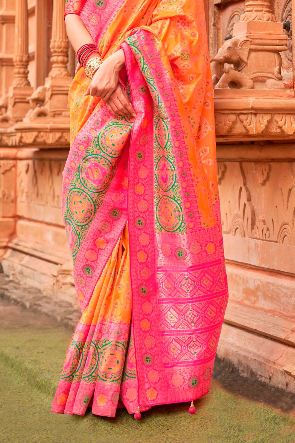 Banarasi P.V. Silk Saree with Elegant Patola Weaving Design - LaVante Fashion