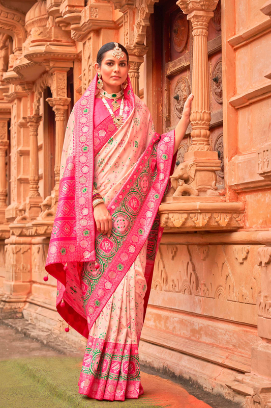 Banarasi P.V. Silk Saree with Elegant Patola Weaving Design - LaVante Fashion