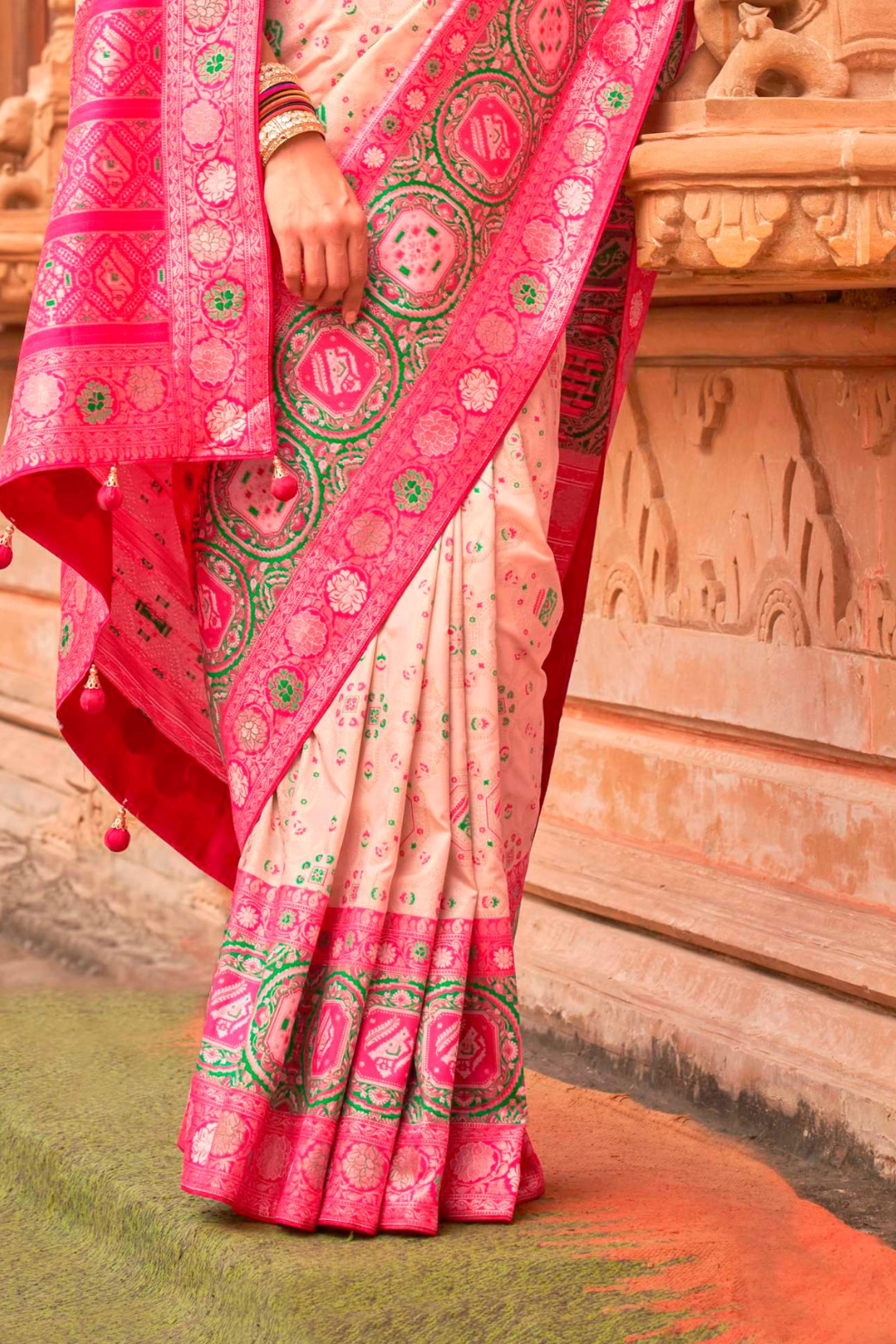 Banarasi P.V. Silk Saree with Elegant Patola Weaving Design - LaVante Fashion