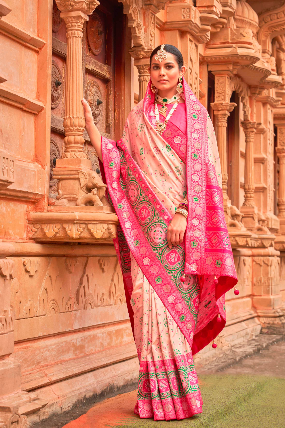 Banarasi P.V. Silk Saree with Elegant Patola Weaving Design - LaVante Fashion
