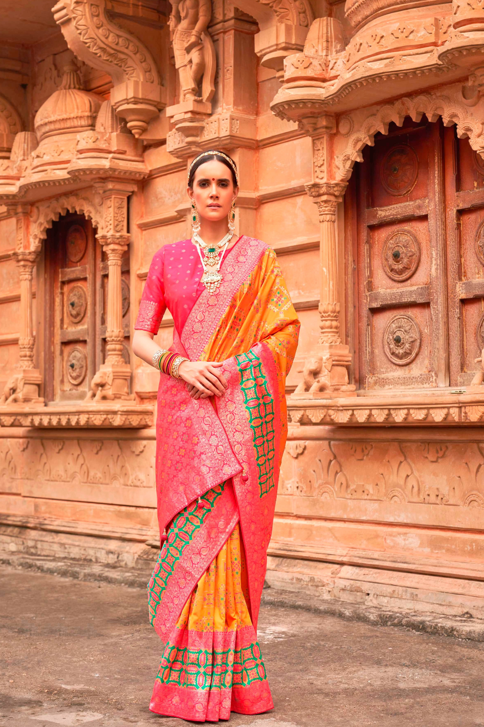 Banarasi P.V. Silk Saree with Elegant Patola Weaving Design - LaVante Fashion