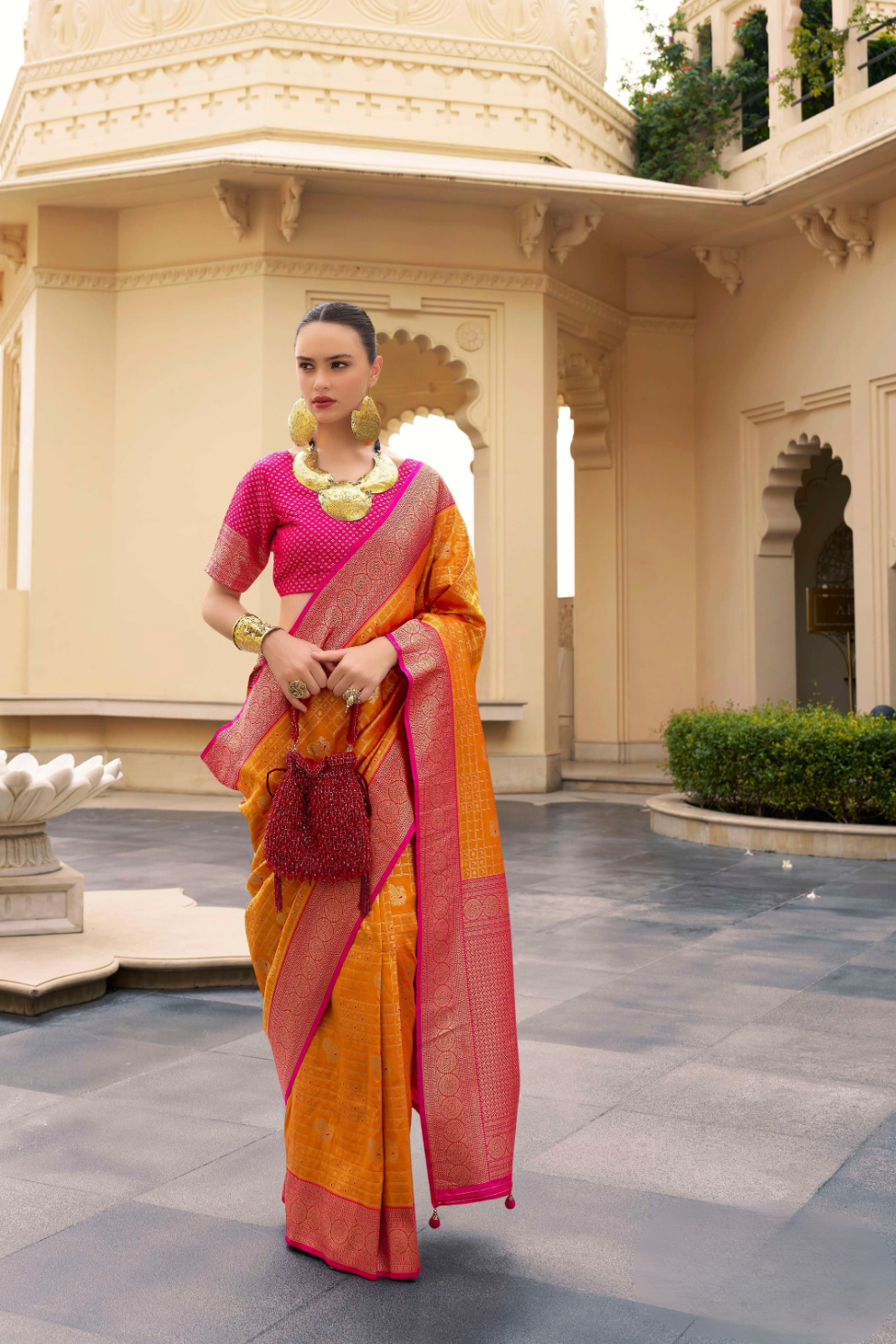 Banarasi P.V. Silk Saree with Exclusive Kanchipuram Weaving Design - LaVante Fashion