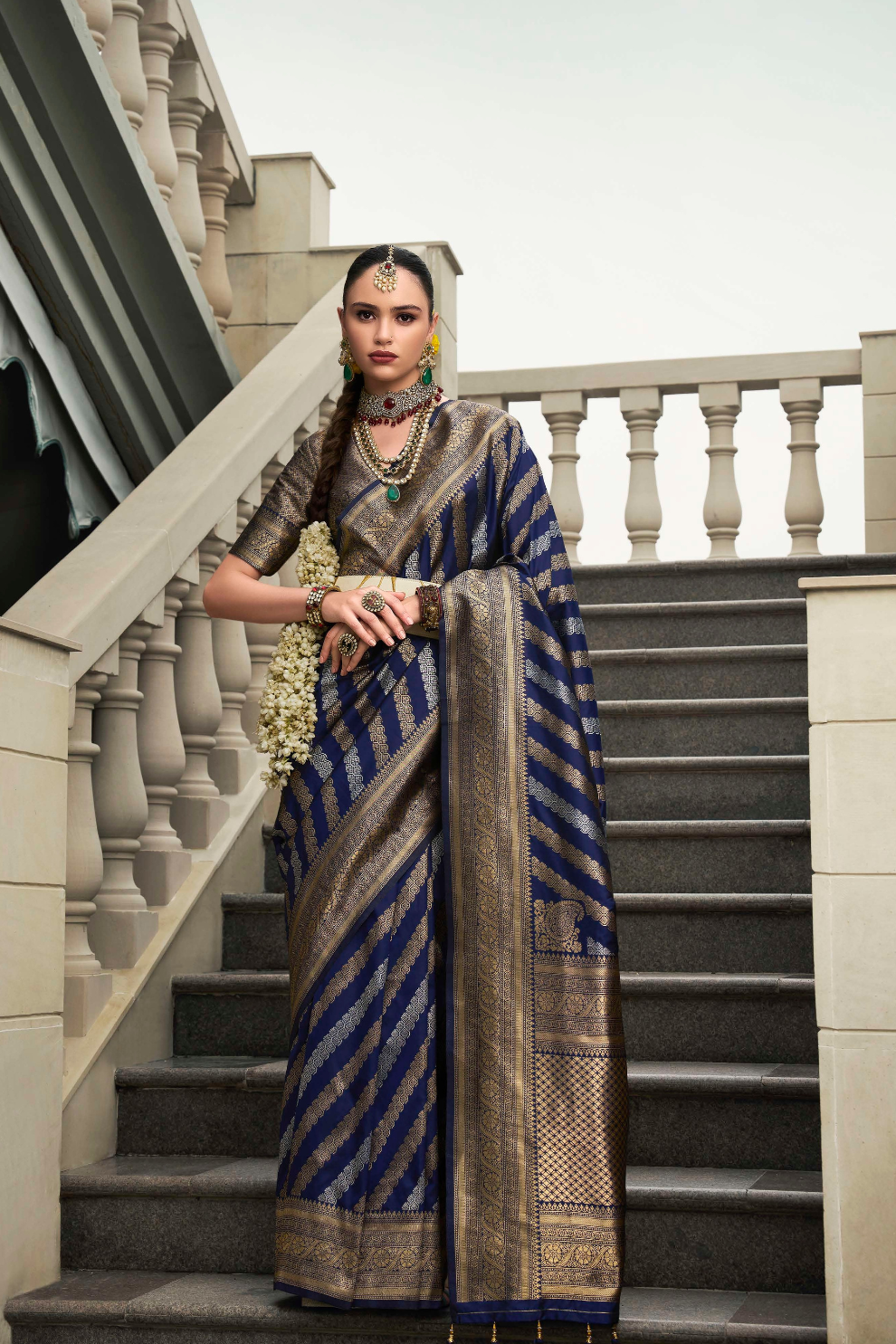 Banarasi P.V. Silk Saree with Exclusive Weaving Jaal Design - LaVante Fashion