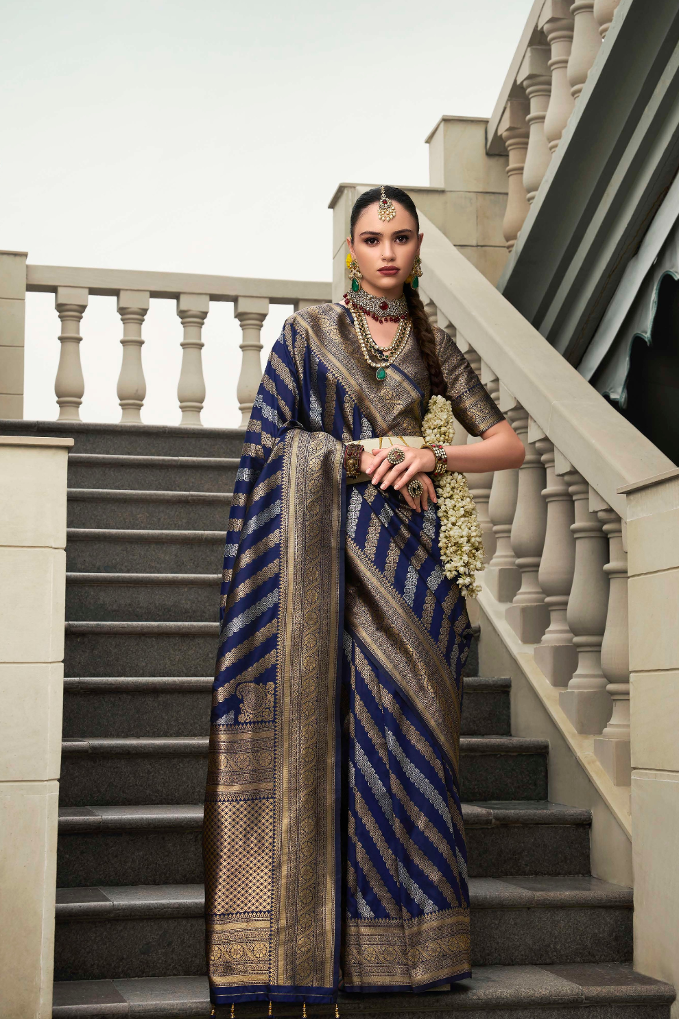 Banarasi P.V. Silk Saree with Exclusive Weaving Jaal Design - LaVante Fashion