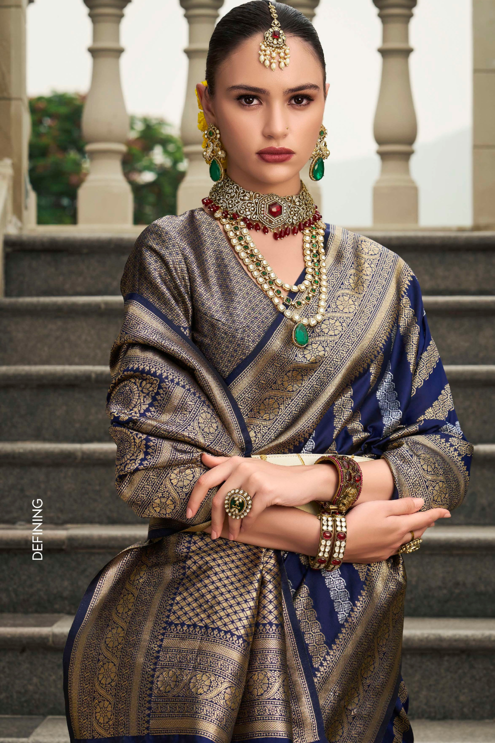 Banarasi P.V. Silk Saree with Exclusive Weaving Jaal Design - LaVante Fashion