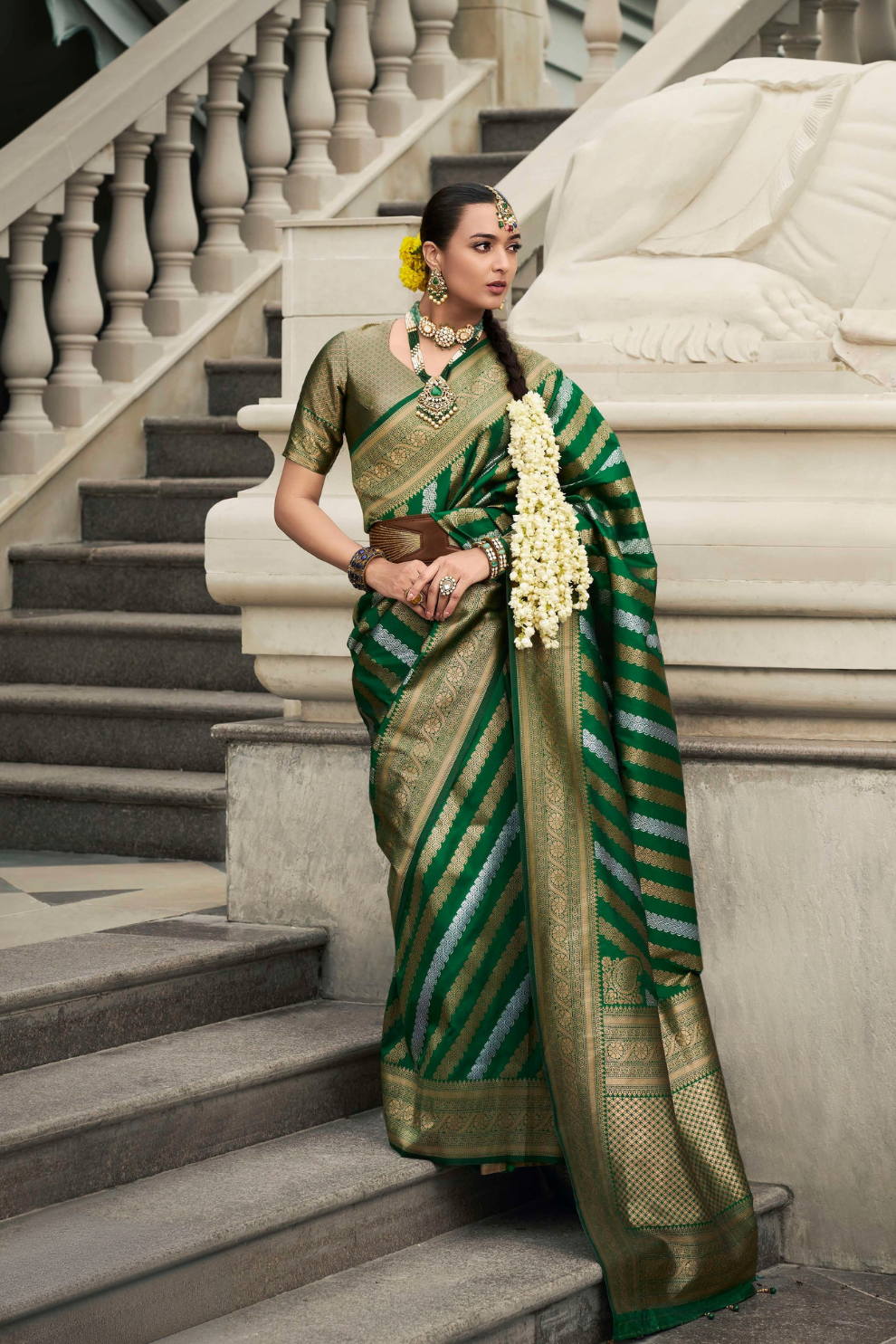 Banarasi P.V. Silk Saree with Exclusive Weaving Jaal Design - LaVante Fashion