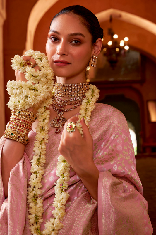 Banarasi P.V. Silk Saree with Exclusive Weaving Jaal Design - LaVante Fashion