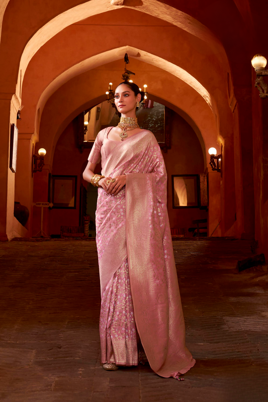 Banarasi P.V. Silk Saree with Exclusive Weaving Jaal Design - LaVante Fashion