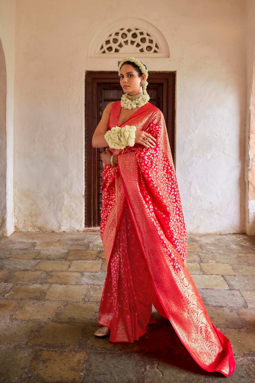 Banarasi P.V. Silk Saree with Exclusive Weaving Jaal Design - LaVante Fashion