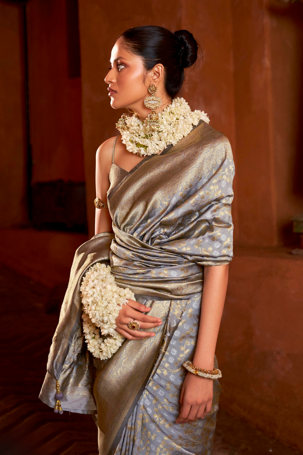 Banarasi P.V. Silk Saree with Exclusive Weaving Jaal Design - LaVante Fashion