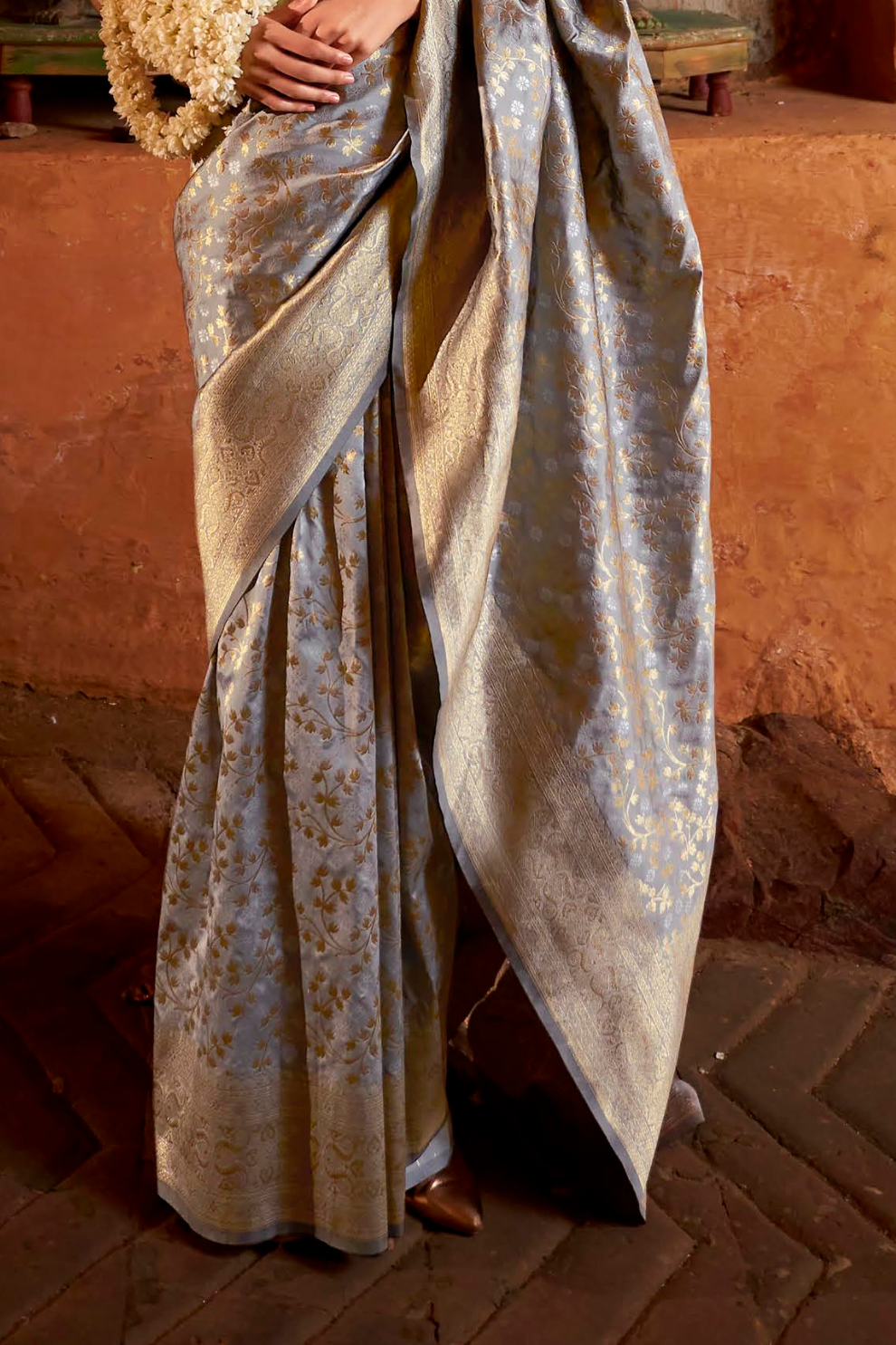 Banarasi P.V. Silk Saree with Exclusive Weaving Jaal Design - LaVante Fashion