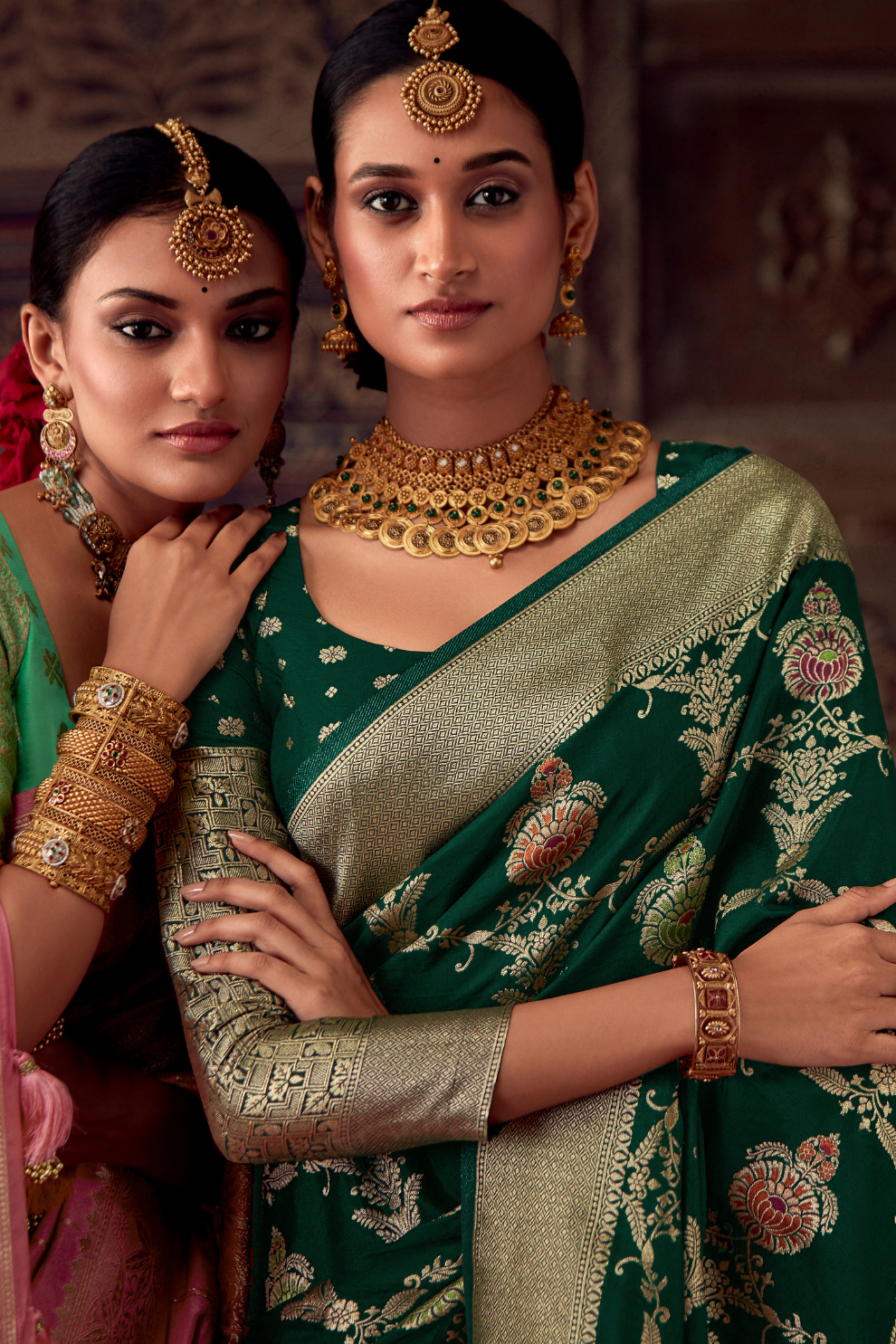 Banarasi Crepe Silk Saree with Zari Weaving Work