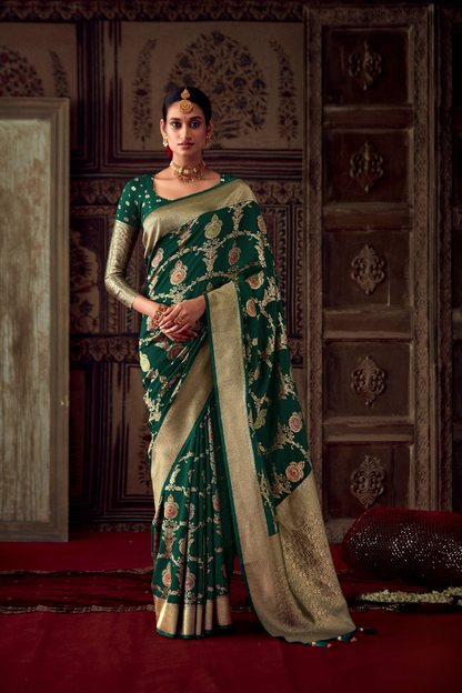 Banarasi Crepe Silk Saree with Zari Weaving Work