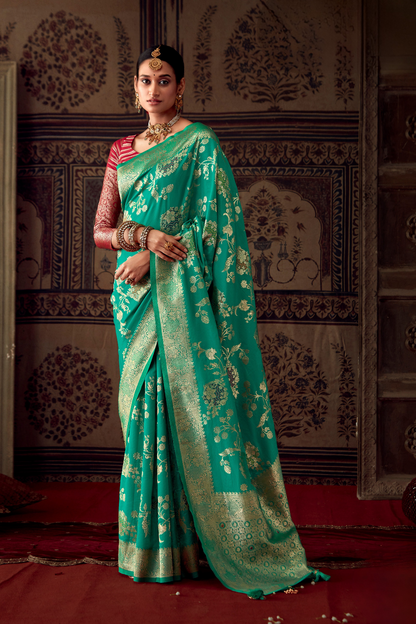 Banarasi Crepe Silk Saree with Zari Weaving Work