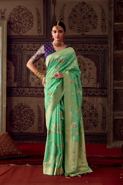 Banarasi Crepe Silk Saree with Zari Weaving Work