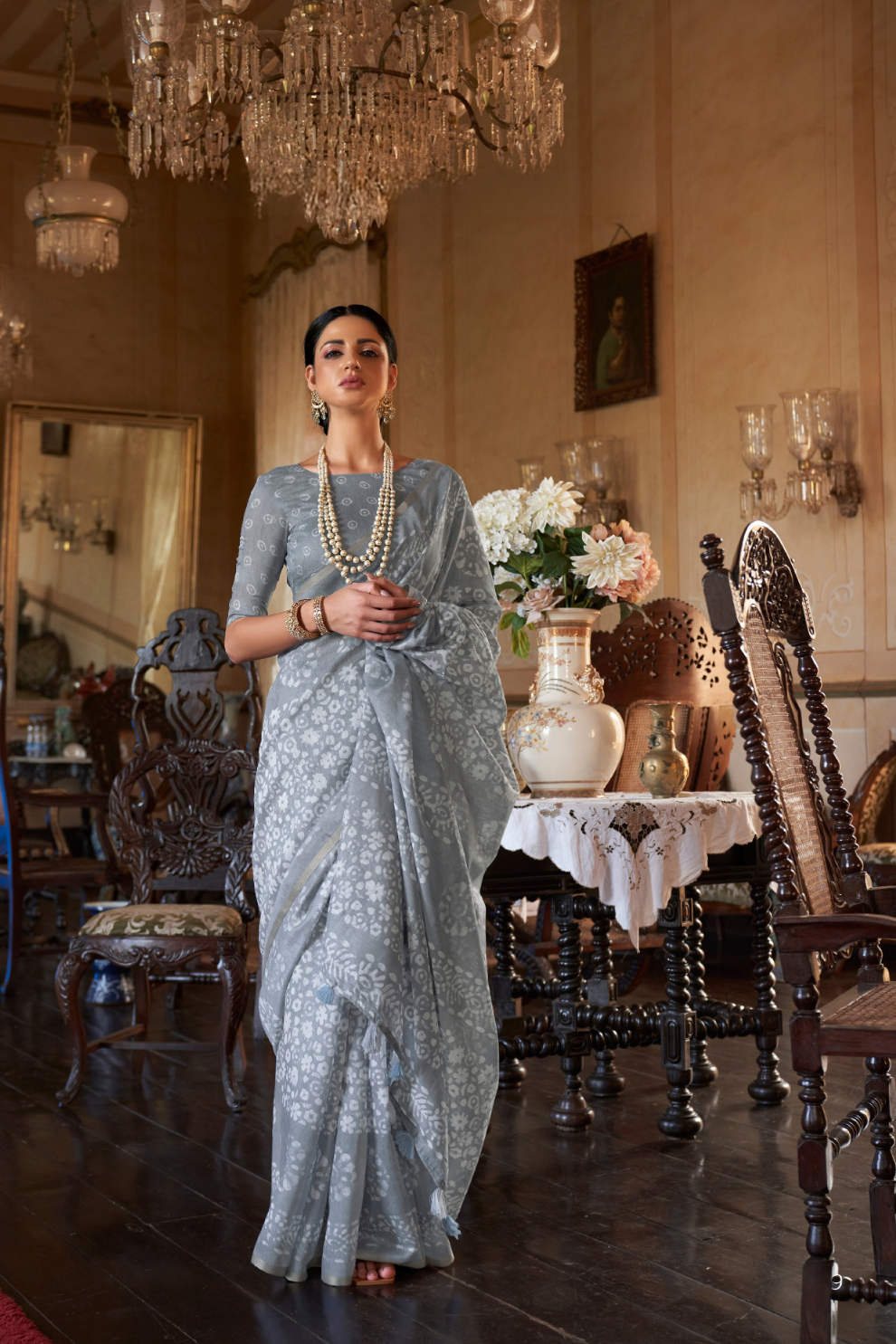 Graceful Bagru Cotton Saree with Dabu Zari Design