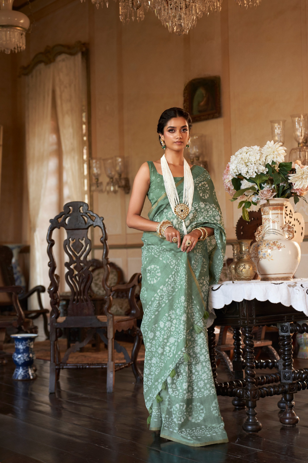 Graceful Bagru Cotton Saree with Dabu Zari Design