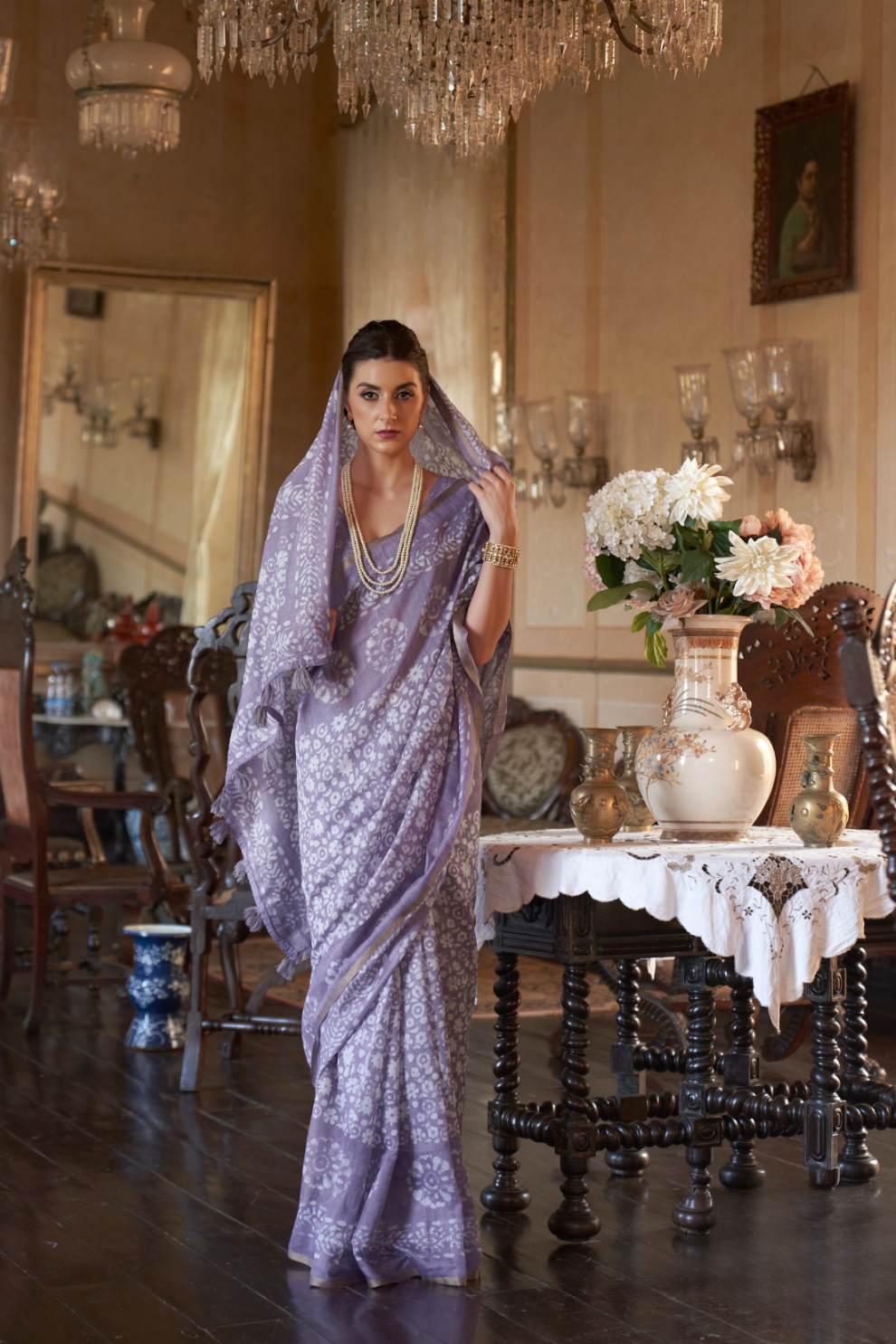 Graceful Bagru Cotton Saree with Dabu Zari Design