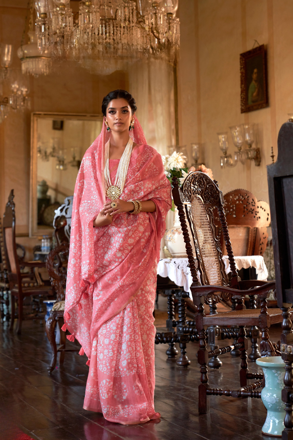 Graceful Bagru Cotton Saree with Dabu Zari Design