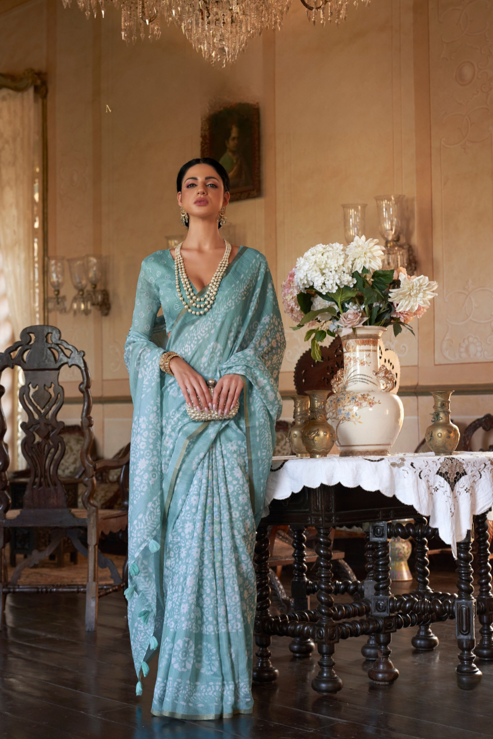 Graceful Bagru Cotton Saree with Dabu Zari Design