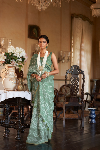 Graceful Bagru Cotton Saree with Dabu Zari Design