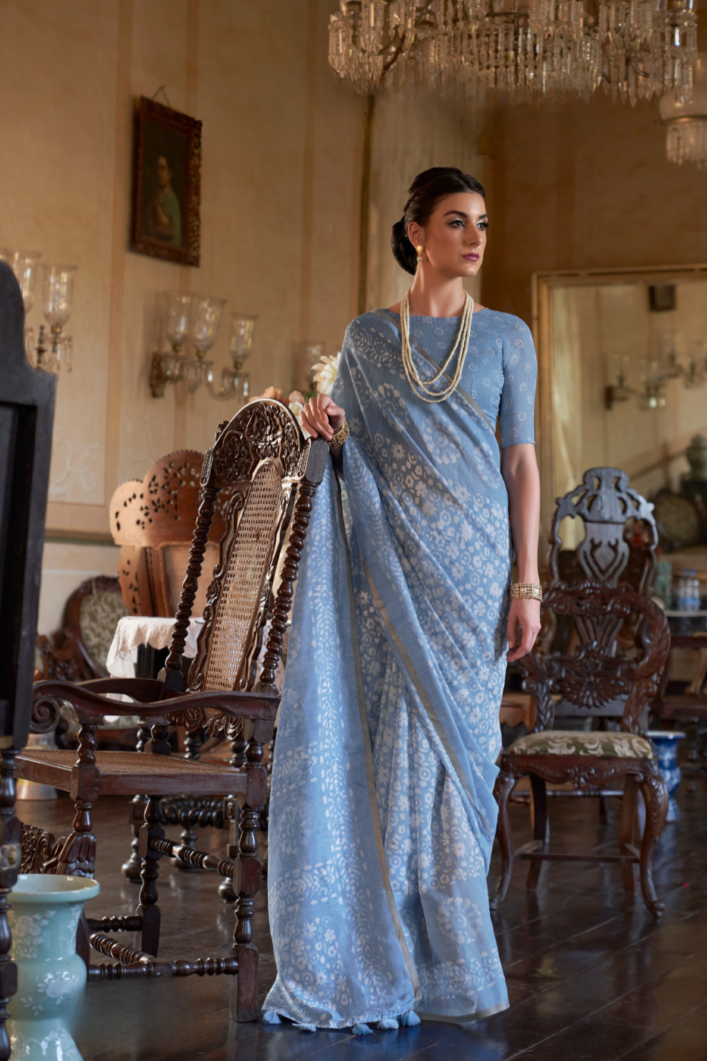 Graceful Bagru Cotton Saree with Dabu Zari Design