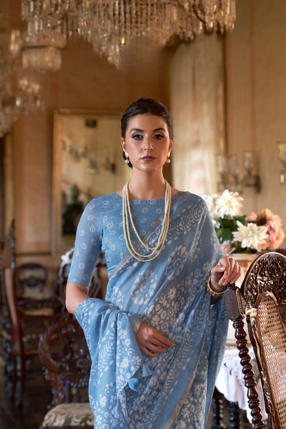 Graceful Bagru Cotton Saree with Dabu Zari Design