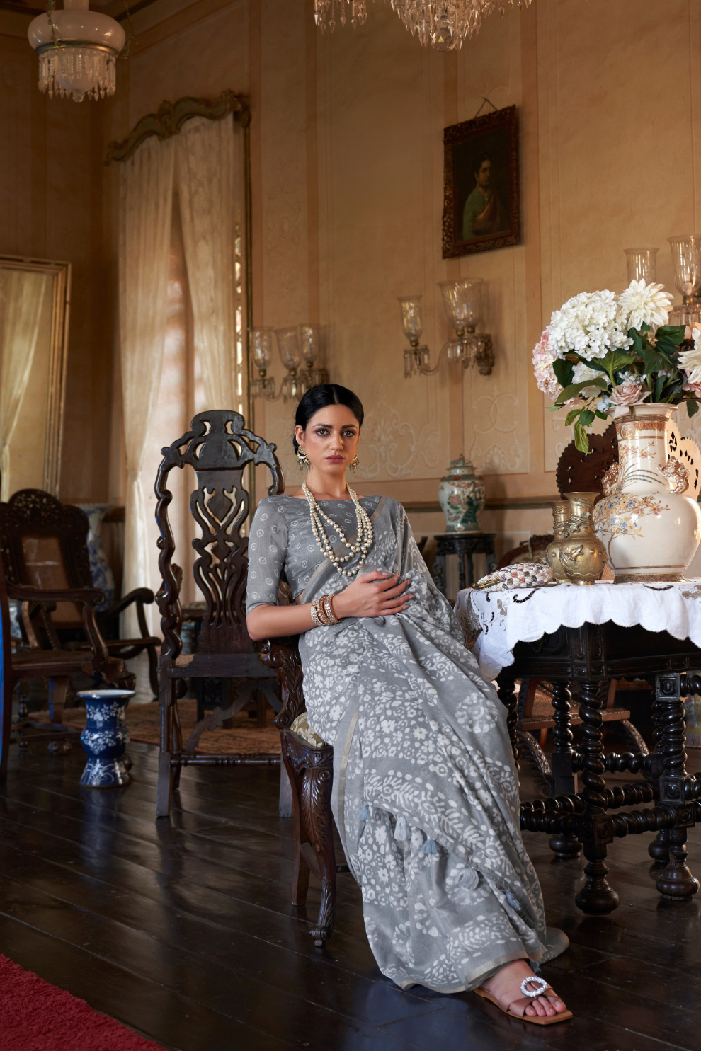 Graceful Bagru Cotton Saree with Dabu Zari Design