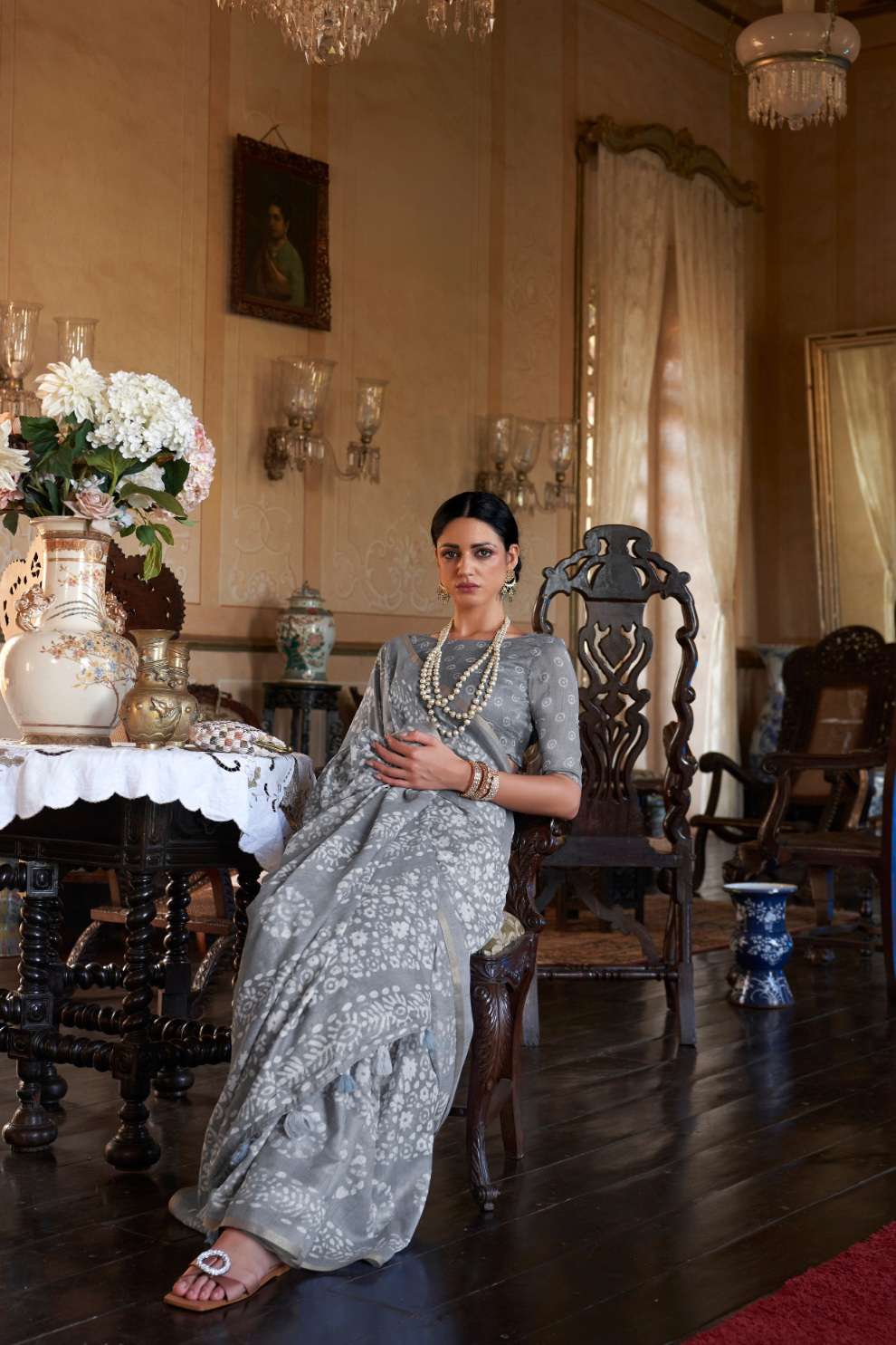 Graceful Bagru Cotton Saree with Dabu Zari Design